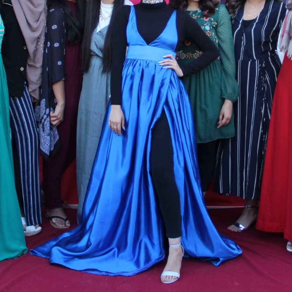 Royal Blue Satin Prom Dress